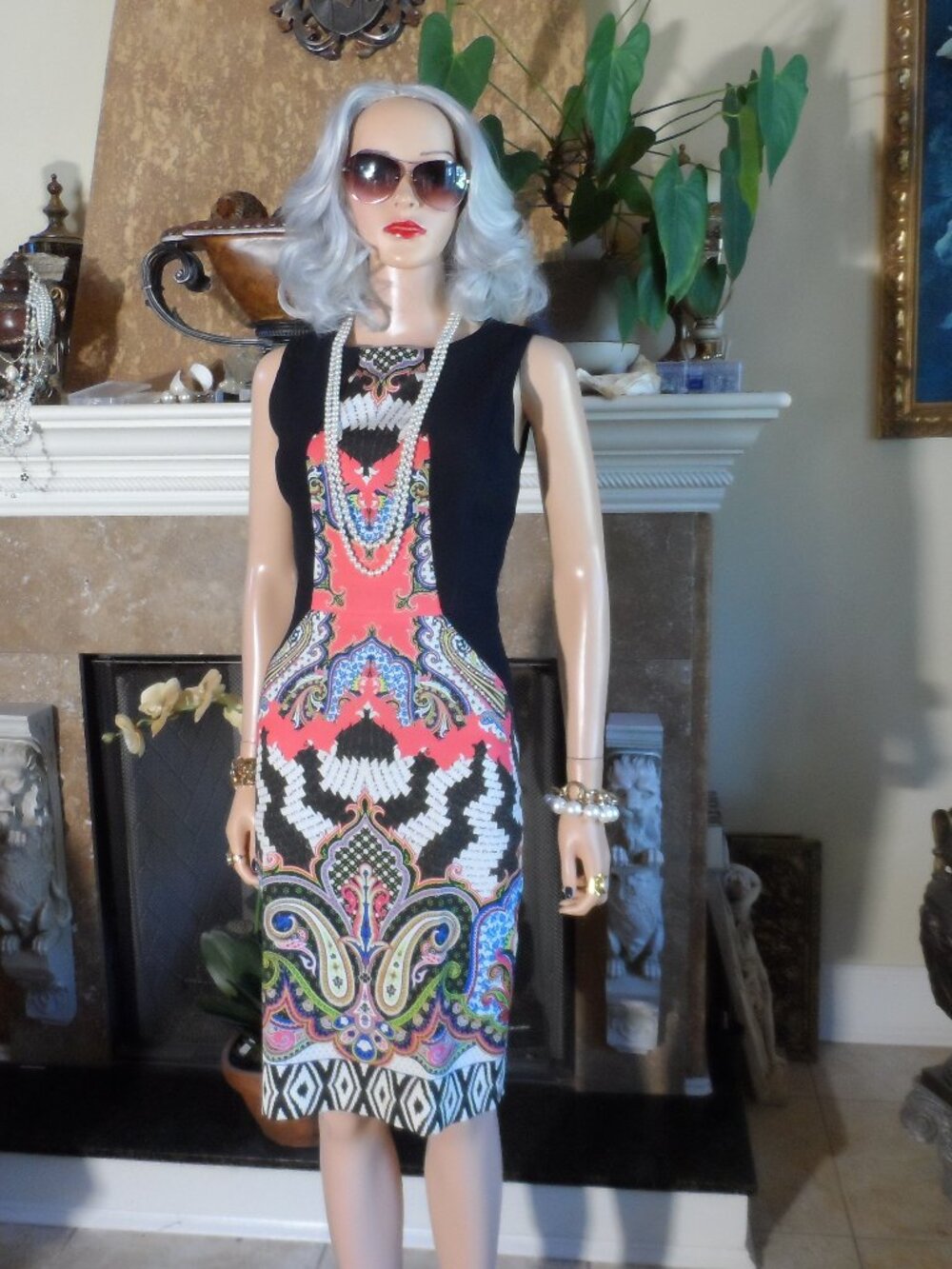 Etro Black-Multicolor Paisley Print Sheath Dress Size IT 38- US 2